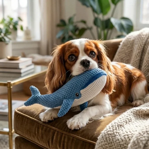 blue-whale-interactive-squeaky-dog-toy Interactive blue whale squeaky dog toy