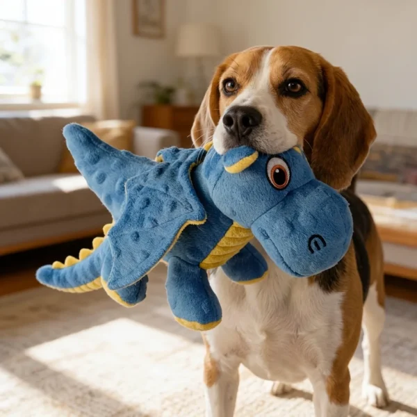 Dragon squeaky plush dog toy
