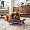 purple-shark-squeaky-plush-dog-toy Purple shark squeaky plush dog toy