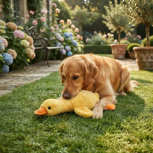Yellow Duck Plush Dog Toy