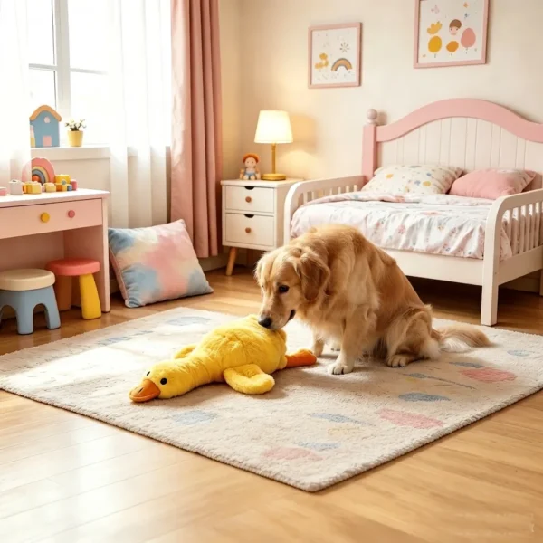 Yellow duck plush dog toy